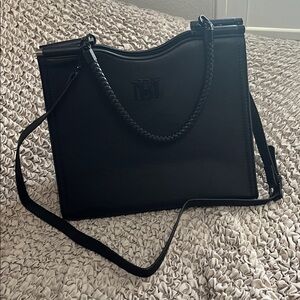 Badgley Mischka Elegant Black Tote with Braided Detail
